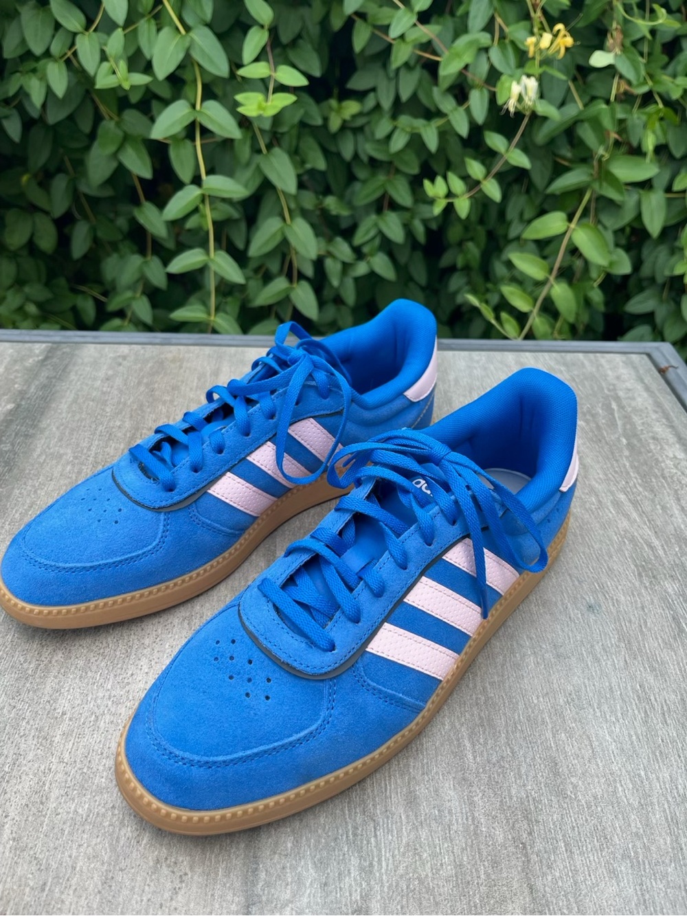 adidas Blue and Pink Suede Sneakers with Gum Sole